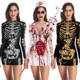 Halloween Kukombo New Helloween Cosplay Scary Costume Dress For Adult Skeleton Bodysuit American Carnival Party Performance Devil Ghost Women