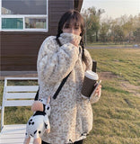 Christmas Gift 2021 new winter Korean zipper top lamb leopard plush short coat imitation Rex Rabbit Fur grass fur coat female