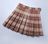 Christmas Gift High Waist Chic Women Pleated Skirt Preppy Style Female Mini Skirts Summer Harajuku Ladies Plaid Skirts Casual A-line Skirt