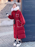 Christmas Gift New European and American winter middle and long style high-end fashion red loose knee casual wool collar hat coat women