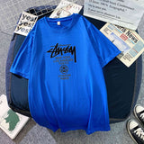 Christmas Gift 2021 Couple Outfit Printing Collarless Youth Leisure Grey Straight Tube Summer Ordinary Short Sleeve Cotton Men's Women Wear New