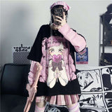 Thanksgiving Gift Kawaii Cartoon Sweet Girls T-Shirt Long Sleeve Streetwear Harajuku Pink Gothic Casual Tops Vintage Loose Summer Woman Tshirts