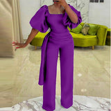 Kukombo Elegant Solid OL Jumpsuits Chic Evening Party Club Ovearlls