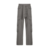 Kukombo Vintage Pockets Jeans Loose Mid-Waisted Cargo Pants Casual Wide Leg Pants Cool Women'S Trousers 2022 Fashion Streetwear