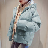Christmas Gift 2021 Down Jacket Women's Winter Clothes Coat New Loose Thickened Hooded padd Cotton Coats Parkas Bubble Short Puffer Jacket