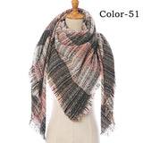 Christmas Gift 2021 New Winter Knitted Scarf Cashmere Pashmina Women Warm Neck Scarves Shawls Plaid Wraps Triangle Stoles Lady Bandana
