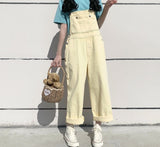 Kukombo Summer New Korean Loose Jumpsuits Women Casual Kawaii Baggy Yellow Overalls Woman Sweet Fashion One Piece Outfits