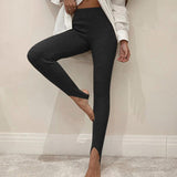 Kukombo Skinny Knitted High Waisted Step-On-Foot Pants Warm Winter Slim Elastic Waist Leggings Casual Streetwear Female 2022
