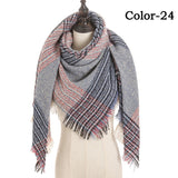 Christmas Gift 2021 New Winter Knitted Scarf Cashmere Pashmina Women Warm Neck Scarves Shawls Plaid Wraps Triangle Stoles Lady Bandana