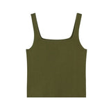 Christmas Gift high quality chic basic U-NECK Summer white knit Women tank top sexy sleeveless t-shirt  vintage top casual crop top t shirt