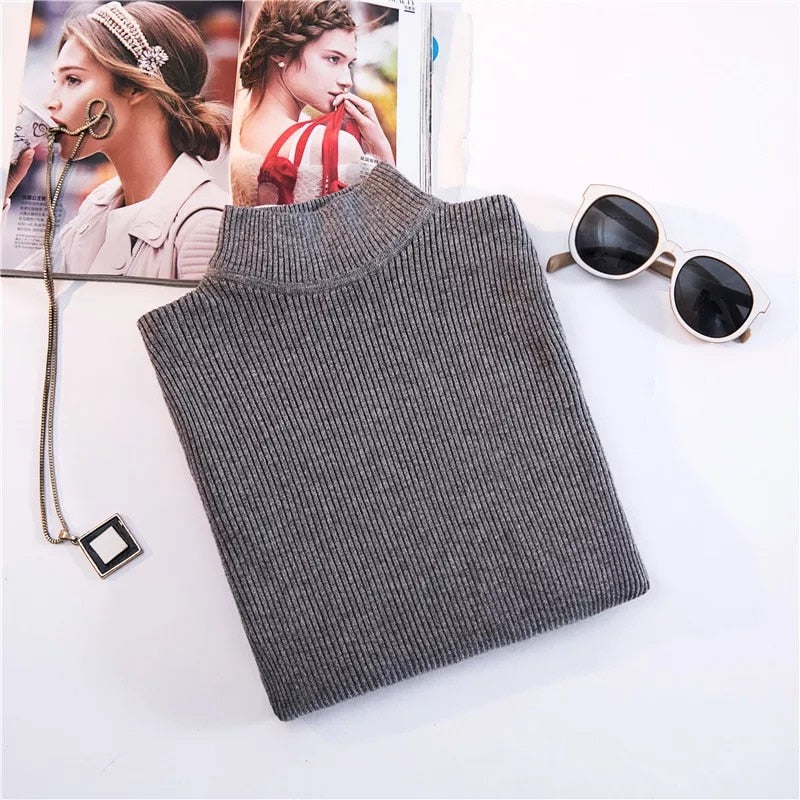 Christmas Gift Marwin New-coming Autumn Winter Tops Turtleneck Pullovers Sweaters Primer shirt long sleeve Short Korean Slim-fit tight sweater