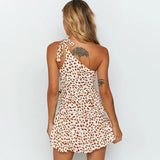 Kukombo Leopard dot dress women casual beach dress summer autumn boho dresses one shoulder ruffled vestidos lady 2022 boho dress