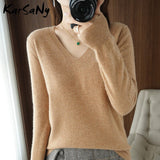 Christmas Gift Women's Sweater Autumn Winter 2021 Pull Femme White Pullover Women Sweaters Warm Soft Women's Jumper V Neck Woman Sweater Loose