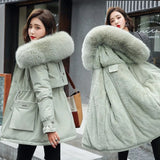 Kukombo 2023 New Winter Jacket Warm Fur Collar Thick Overcoat Fashion Long Hooded Parkas Women's Jacket Clothing Female Snow Wear Coat