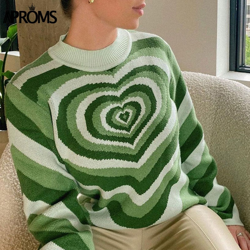Christmas Gift Aproms Fashion Stripes Print Sweaters Women Winter Knitted Warm Pullovers Female Long Jumpers Streetwear Loose Outerwear 2021