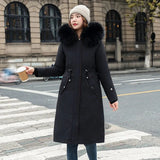 Christmas Gift 2021 New Women Winter Jacket Long Coat Casual Parkas Removable Fur Lining Hooded Parka Cotton Thicken Warm Jacket Mujer Coats