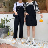 Christmas Gift Woman's Denim Overalls Solid Color Black Korean Preppy Style Fashion Jumpsuits Denim Dress Strap Skirt Summer Women Overalls