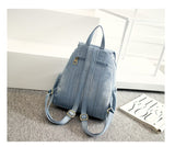 Kukombo Back to school  Casual Denim Women Backpack Large Capacity High Quality Canvas Jeans Student Schoolbag Travel Knapsack Rucksack Mochila Blue