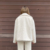 Christmas Gift Winter 2021 Solid Fuzzy Faux Fur Jacket Women Thick Warm Padded Lining Overcoat Sweet Girls Pink Faux Rabbit Fur Coat Outerwear