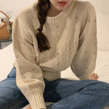 Kukombo 2022 Autumn Winter Women's Sweaters Cutout Pullovers Warm Minimalist Korean Fashionable Solid Short Jumpers SW18189
