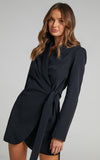 Kukombo Streetwear Lace Up Wrapped Blazer Long Sleeve Blazer Coat Women Autumn Female Turndown Collar Black Blazer New