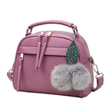 Hairball Tassel Messenger Shoulder Bag For Women PU Leather Handbag Lady Boston Hairball Messenger Crossbody Totes Bag