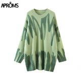 Christmas Gift Aproms Multi Striped Knitted Soft  Sweaters Women Autumn Winter Long Jumpers Oversized Pullovers Streetwear Loose Outerwear 2021