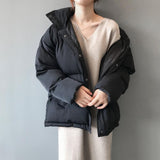 Christmas Gift 2024 Women's Autumn Jacket Casual Polyester Single Breasted Padded Coat Warm Femme Parkas Black Korean Style Winter Clothing