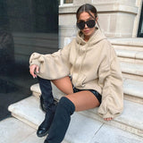 Christmas Gift Autumn winter brushed Women Hoodies solid Casual Full Sleeve pullovers fleece women's Sweatshirts