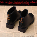 Fashion Boots British Style Spring Autumn and Winter Wild Thick Heel Zipper Single Boots Fashion Short Boots Short Boots Women