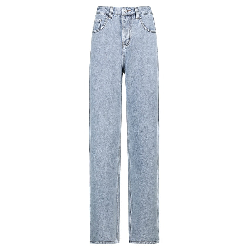 Hip Butterfly Print Harajuku Fashion y2k Jeans Women Streetwear Casual Baggy Straight High Waist Mom Denim Oversize 90s