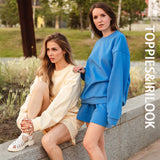Christmas Gift 2021 Autumn Shorts Set Women Tracksuits Oversize Sweatshirts High Waist Shorts Female Two Piece Set