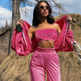 Kukombo Velvet Batwing Sleeve Zipper Hooded Jacket Women Autumn Cotton Loose Sports Style Solid Crop Top Coat Streetwear Outfit