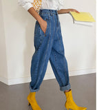 Kukombo High Waist Jeans Women Harem Pants Korean Style Outfits Casual High Street Denim Trousers Pantalon Femme Vintage Jeans