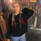 Kukombo Finger Skeleton Print Zip Up Hoodie Women Casual White Oversized Sweatshirts Hooded Outerwear Autumn Loose Jackets