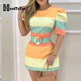 Kukombo Half Sleeve 2022 Colorblock Bodycon Dress
