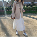 Kukombo New Spring Autumn Women's Blazers Pockets Jackets Fashionable Vintage Oversize Elegant Office Lady Tops JK9125