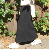 Kukombo New 2024 Autumn Winter Women Skirts Knitting Straight Korean Style Split Harajuku Elegant Vintage Long Skirts