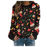 Christmas Gift Women Christmas Printing Sweater Plaid Women Casual Long Sleeve Shirts Blouse Tops Christmas Sweater Holloween Fastival Clothes