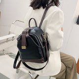 Kukombo New Fashion Women Leather Backpack Small PU School Bag Backpacks for Teenage Girls Vintage Double Shoulder Bags Mochila Feminina