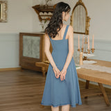 Kukombo Dresses For Women 2022 Blue Gentle And Wild Sleeveless Sling Dress Summer French Fashion Retro First Love Dress