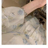 Kukombo One Piece Dress Fairy Floral Midi Dress Women Puff Sleeve Elegant Vintage Dress Female Party Dress Lady 2022 Summer Traf Robe