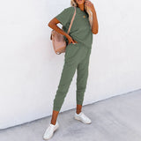 Kukombo  Women Casual Solid Suits Fashion Short Sleeve Pullover Top And Long Pants Jogging Two Piece Set Female Streetwear Tracksuits
