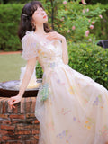 Kukombo Victorian Fairy Mesh Dress High-End Bowknot Flower Embroidery Gentle Romantic Family Party Dress Princess Dress Vestidos Fiesta