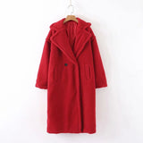 Christmas Gift Autumn Winter Women Fashion Chic Purple Teddy Coat Female Buttons Pockets Lapel Collar Warm Outerwear Girls Casual Streetwear