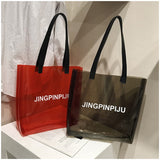 Kukombo  PVC Clear Transparent Tote Bags Women Candy Jelly Beach Bags Women Summer Large Handbags Casual Shopping Shoulder Bag