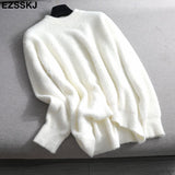 Christmas Gift autumn winter oversize thick mink cashmere sweater poullovers women batwing sleeve 2021 female casual warm fur sweater jumper