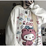Kukombo Black Friday Sales Kawaii Anime Winter Women Hoodie Cute Cartoon Long Sleeve Casual Hoodie Oversized Sweatshirt Harajuku Tops Fashion Pullover
