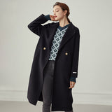 Christmas Gift FANSILANEN 100% Wool Blend Long Women's Coat Autumn Winter Cashmere Black Winter Coat Female Woolen Pink Jacket Overcoat Ladies