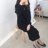 Kukombo New Autumn Sweater Women Dress Winter Long Sleeve Sweaters Knitted Dresses Womens Warm Loose Maxi Oversize Knitting Robe Vestido